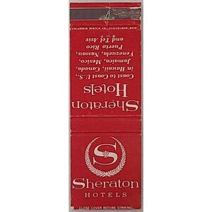 Vintage Matchbook Cover Sheraton Hotels Coast to Coast US Location List Inside